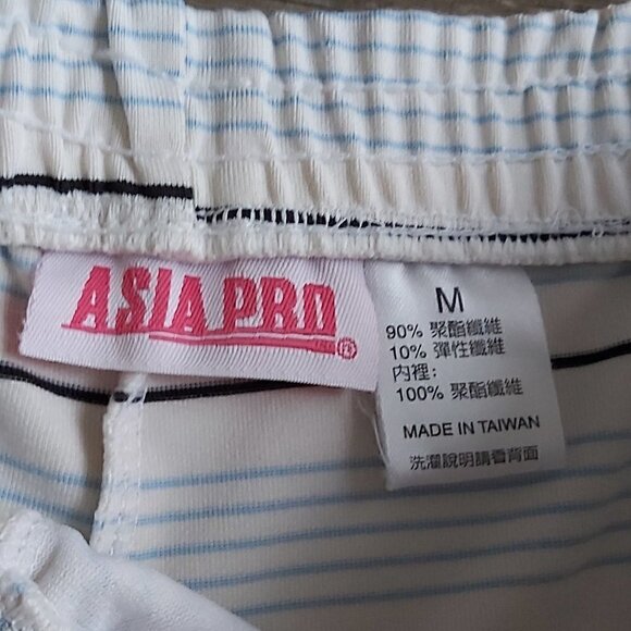 ASIA Pro Girls Size Medium White Polyester Shorts With Blue And Black Stripes - Picture 4 of 5
